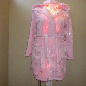 Juicy Couture Plush Fleece Robe Pale Pink Silver Foil Logo & Crowns Women's Size